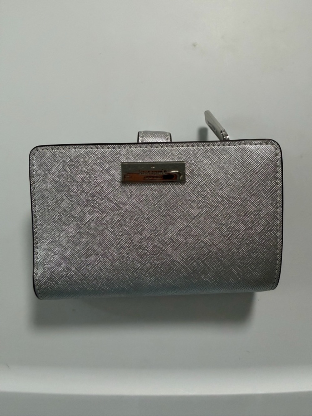 kate spade Metallic Silver Textured Wristlet